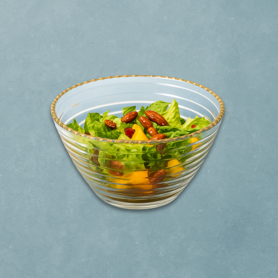8″ Monte Carlo Clear Glass Bowl with Gold Rim - The Closeout Connection