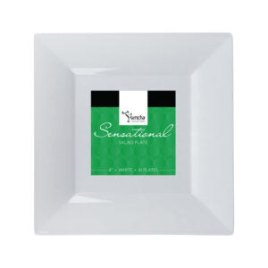 Square White/Clear Heavy Duty Plastic Plates - 10ct