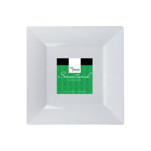 Square White/Clear Heavy Duty Plastic Plates - 10ct