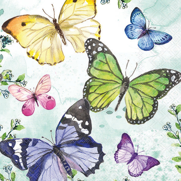 Fluttering Butterflies Lunch Napkin - 20 Count - The Closeout Connection