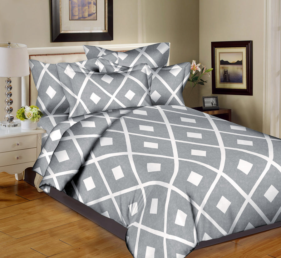 Diagonal Diamonds Grey Bedding Set - 8 Piece