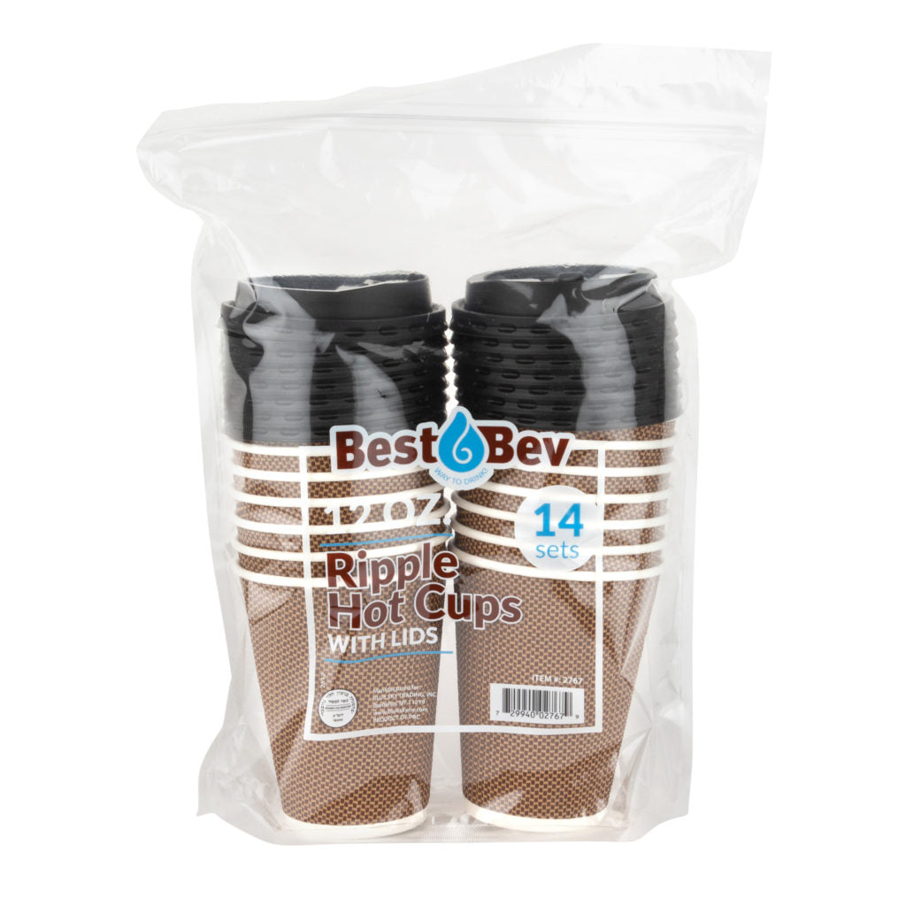 Best Bev 16 oz Ripple Hot Cups 10 ct Combo Pack
