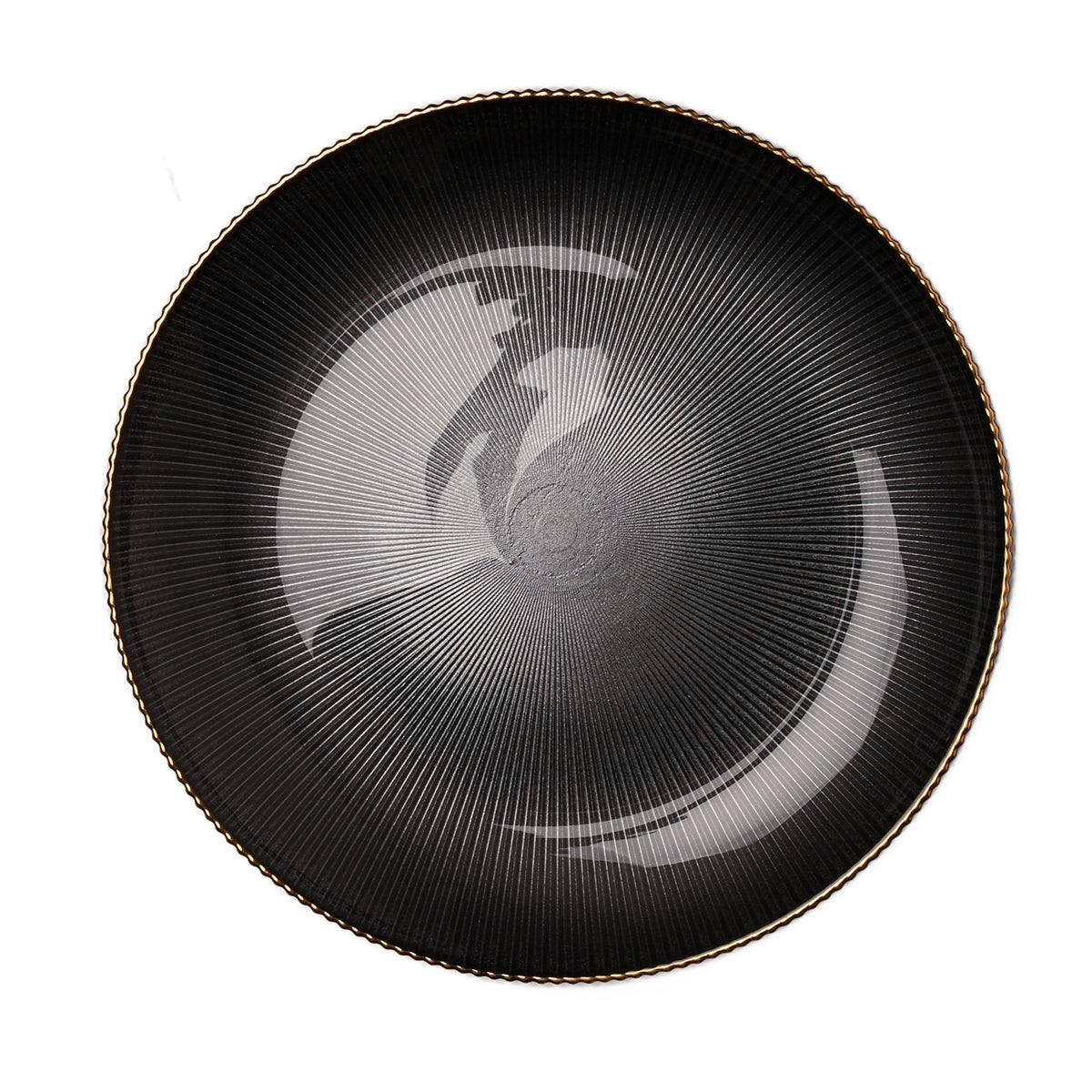 Black Metallic Painted Glass Plate