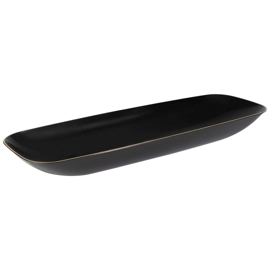 76 oz Organic Salad Bowl Rectangle with Gold Rim - The Closeout Connection#Color_Black-Gold