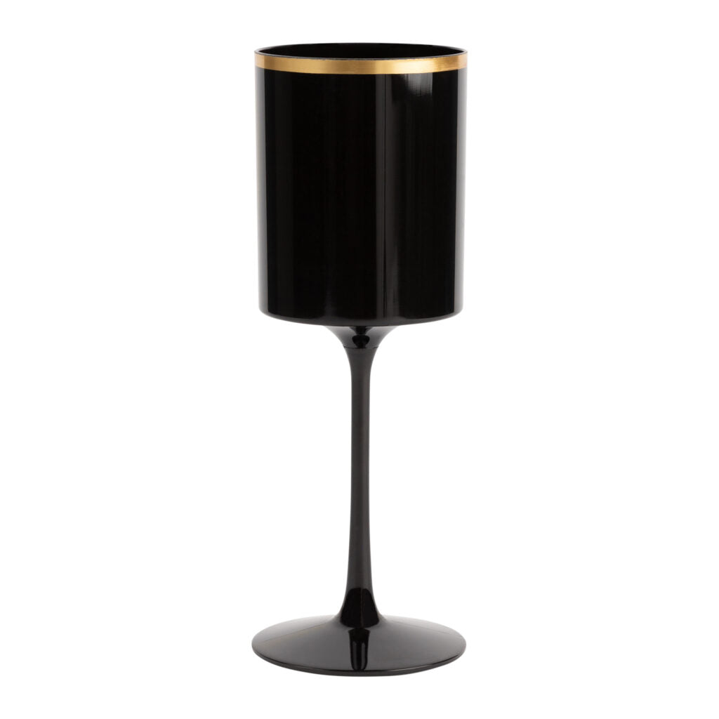 Square Wine Glass with Gold Rim - 5 Count