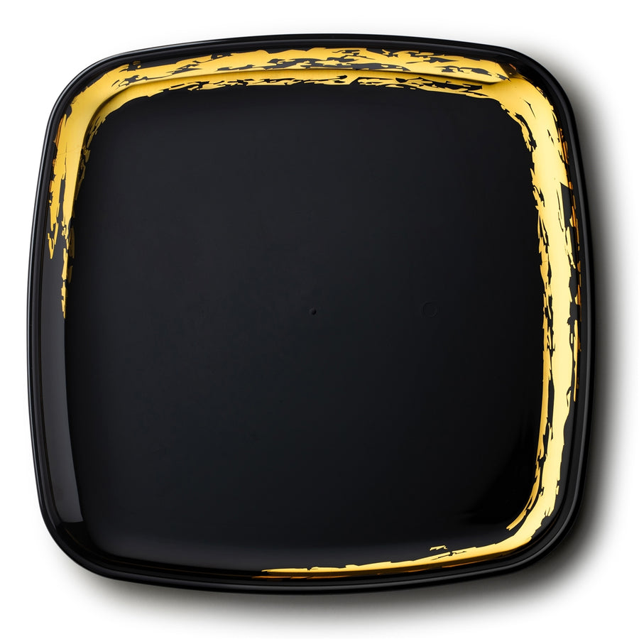Black & Gold Large Square Serving Tray - 2 Count - The Closeout Connection