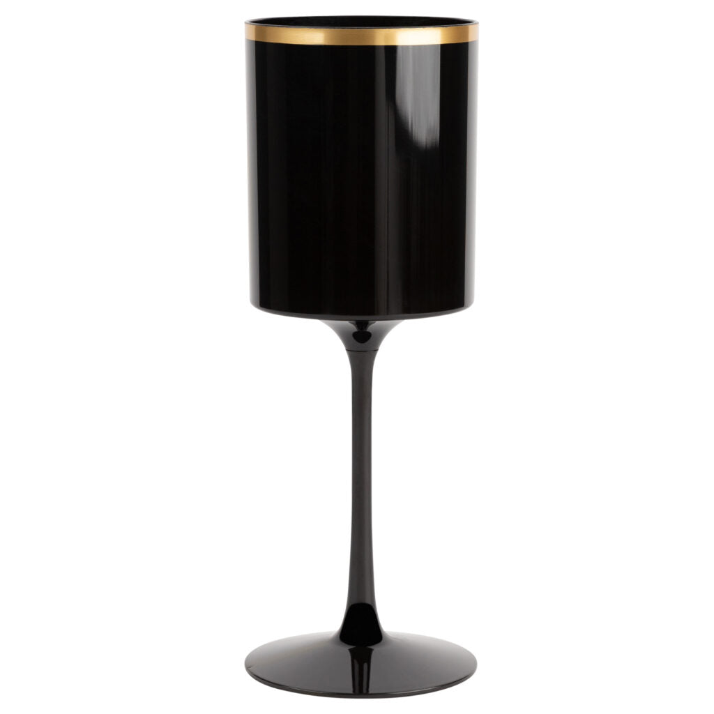 Square Wine Glass with Gold Rim - 5 Count - The Closeout Connection
