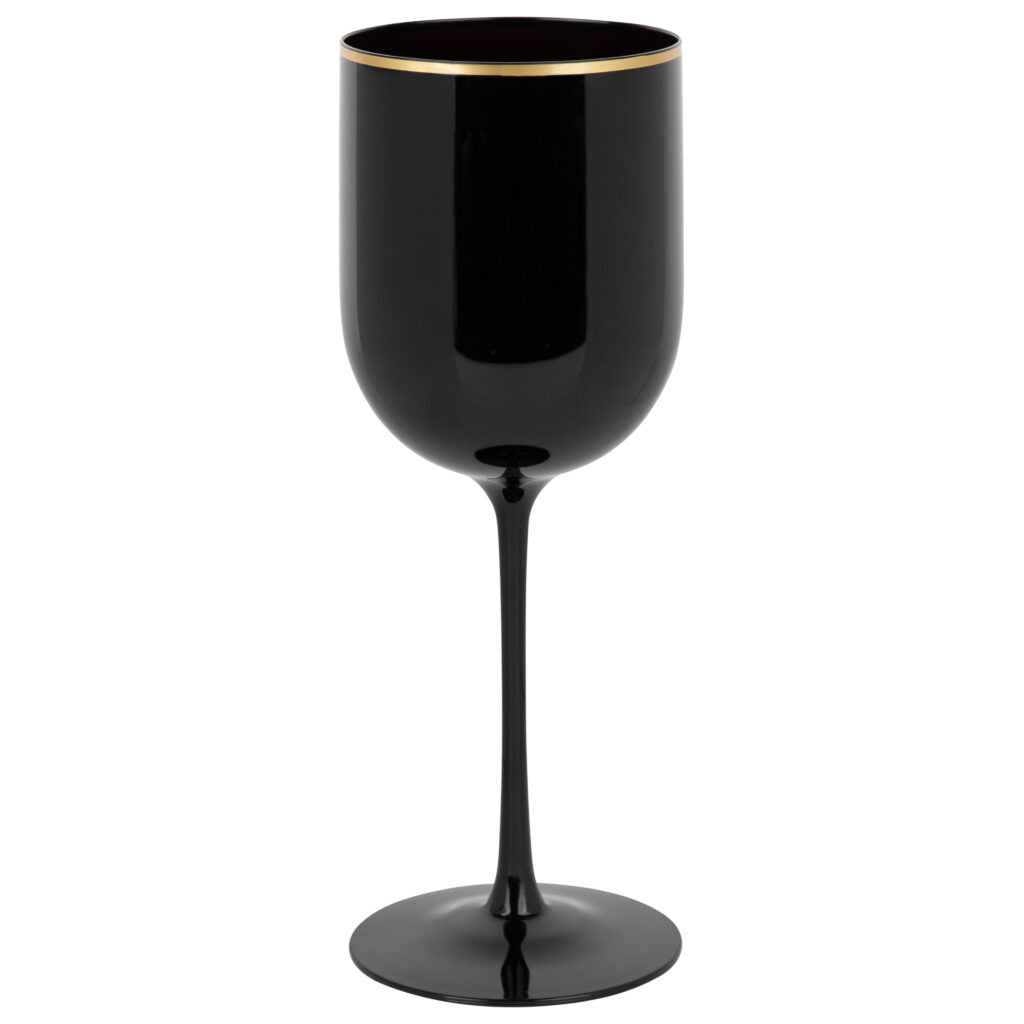 12oz Black Gold Rim Wine Glasses- 5 Count