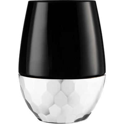 Stemless Black with Silver hammered Wine Goblet