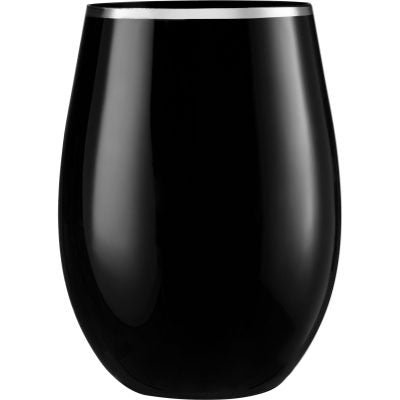 Stemless Black with Silver Rim Wine Goblet