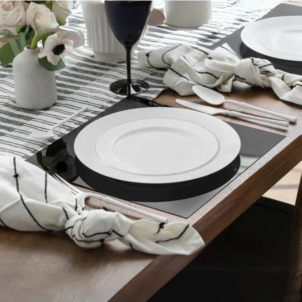 Black Square Mirror Charger - 4 Count