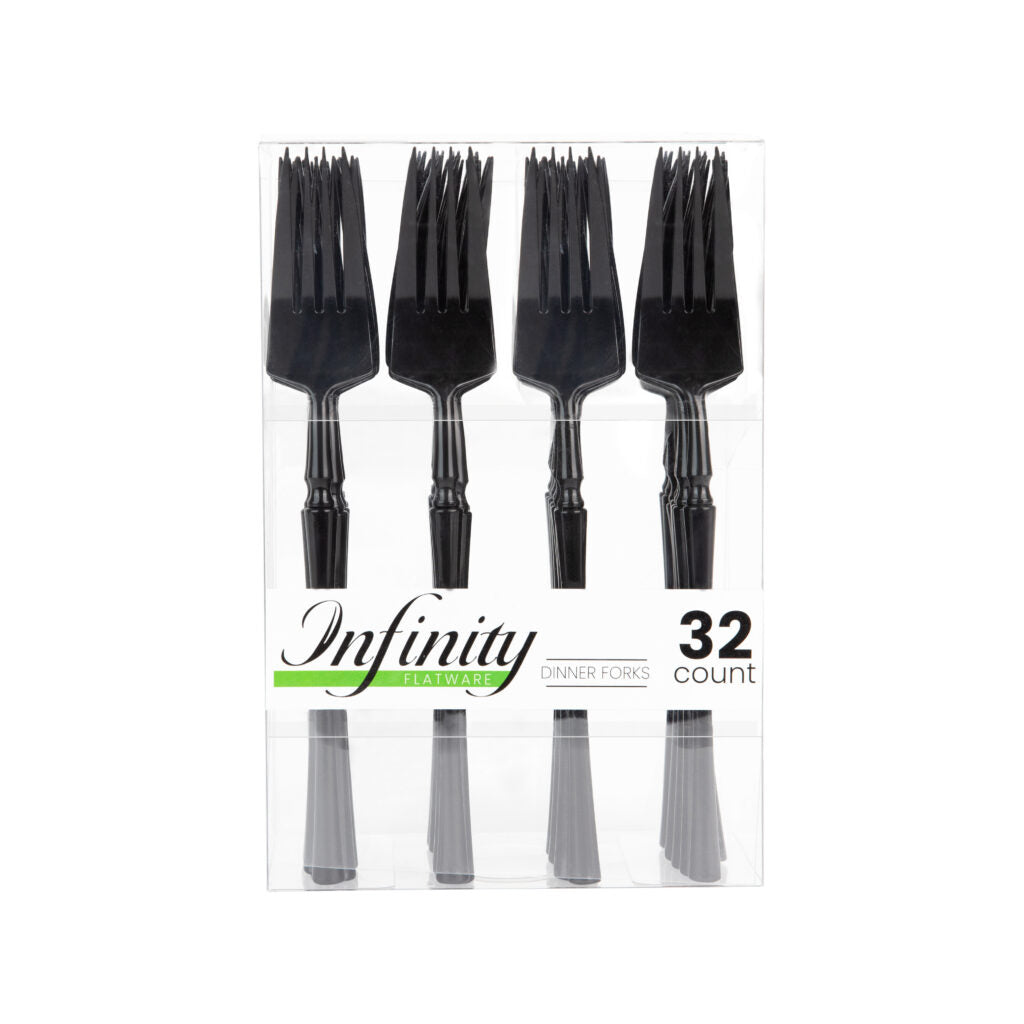 Infinity Flatware Black Dinner Forks - 32 Count