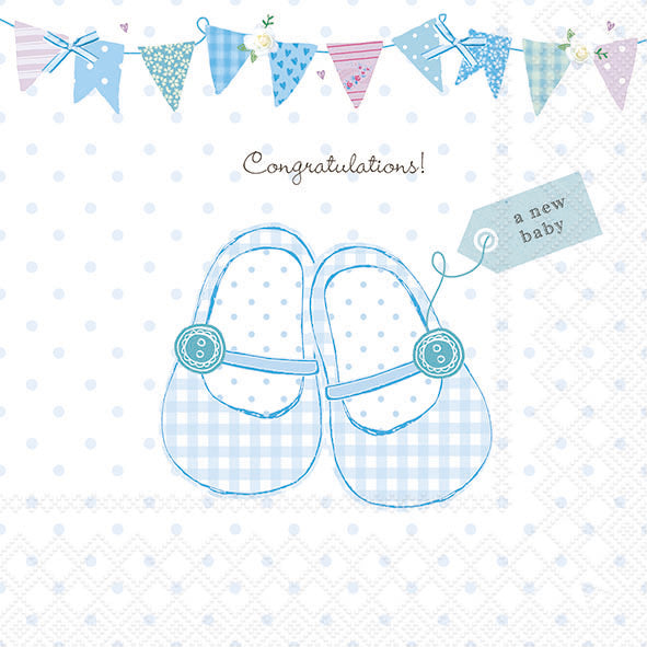 Baby Shoes Lunch Napkin - 20 Count - The Closeout Connection
