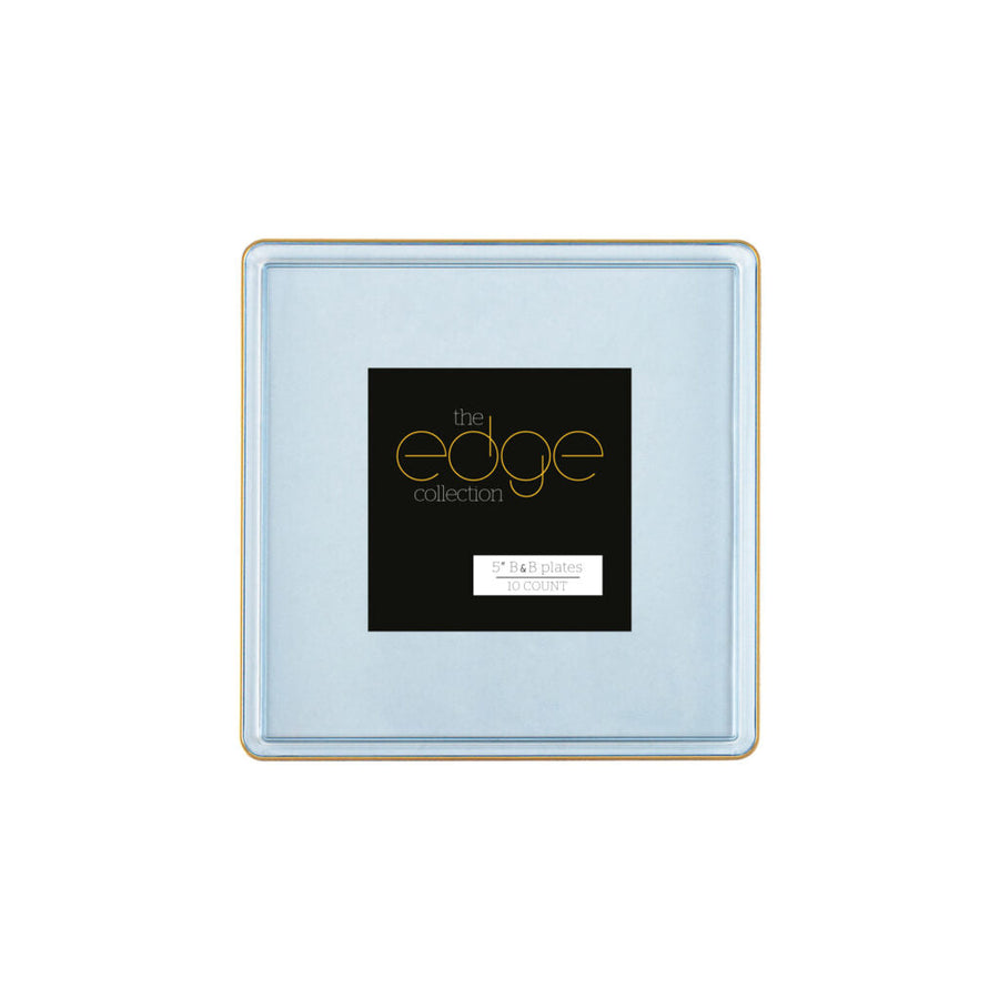 Edge Collection Square Plates Gold Rim - 10 Count - Blue