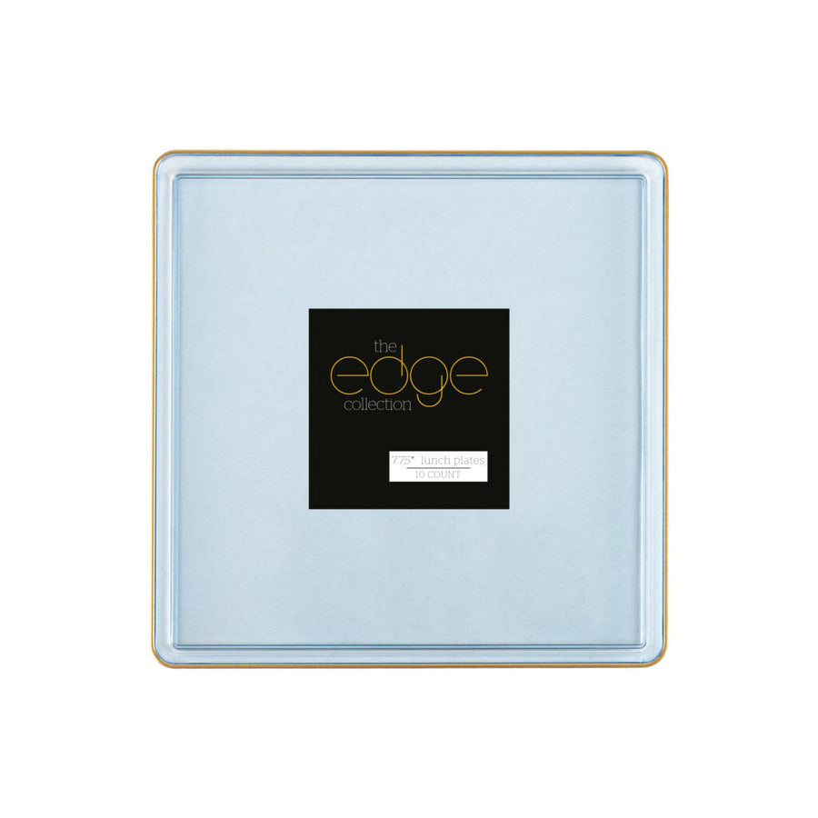 Edge Collection Square Plates Gold Rim - 10 Count - Blue