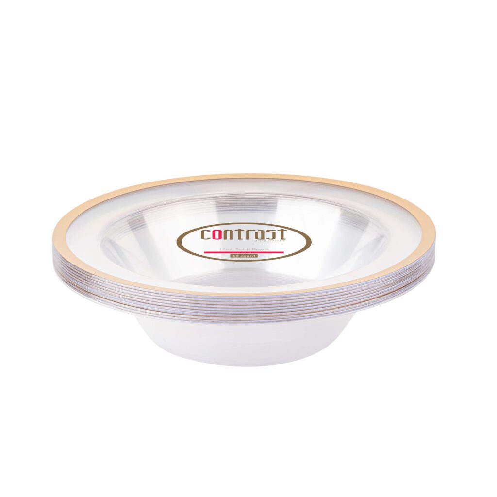 Contrast Soup Bowls 12 oz - 10 Count - Clear-Gold#Color_Clear-Gold