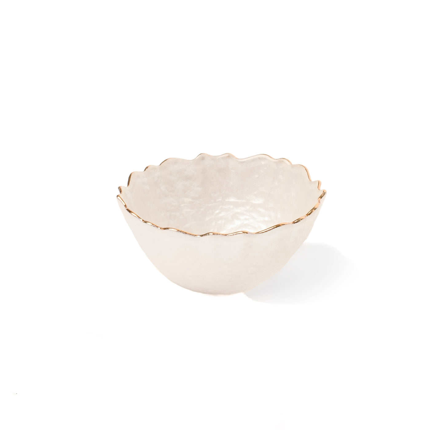 Curved edged Glass Bowl with Gold Rim