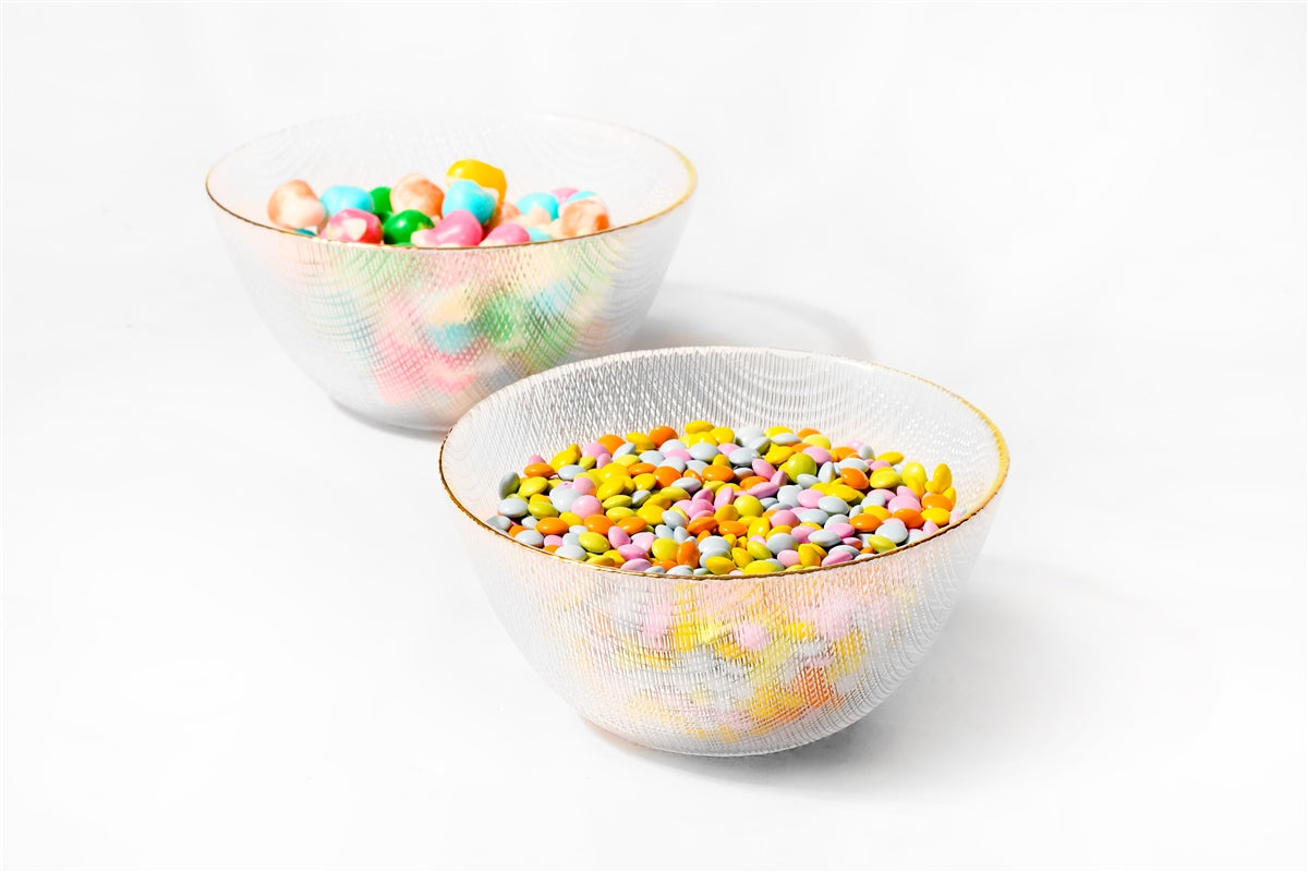 Glass Bowls with Gold Rim