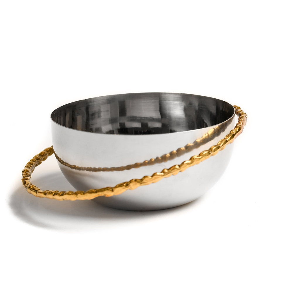 Steel Bowl with Golden Brass Ring Stand