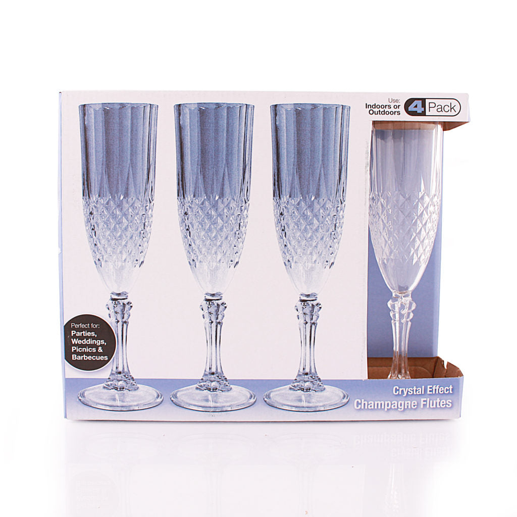 Crystal-like Champagne Flutes - 4 Count