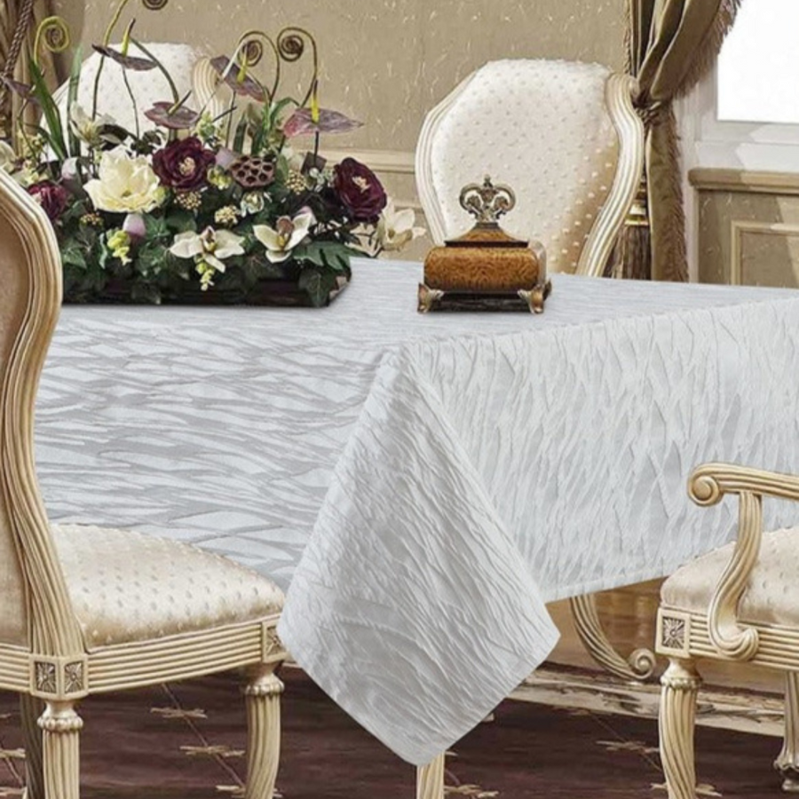 Champlain White Two-Tone Tablecloth - The Closeout Connection