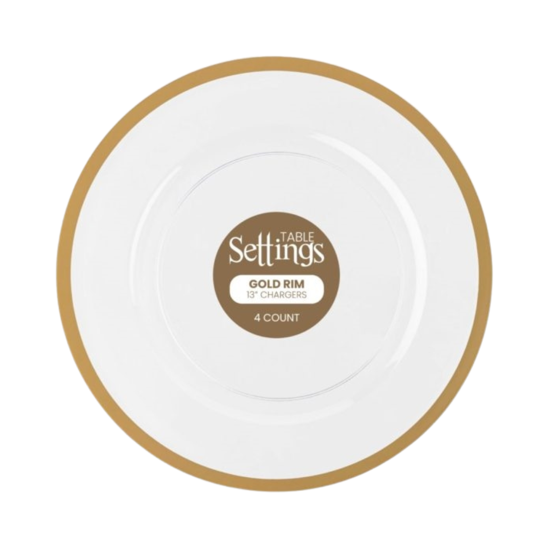 Gold Rim Chargers- 4 Count