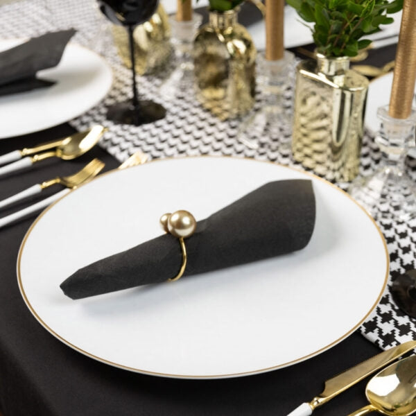 White with Gold Rim Chargers- 4 Count - The Closeout Connection