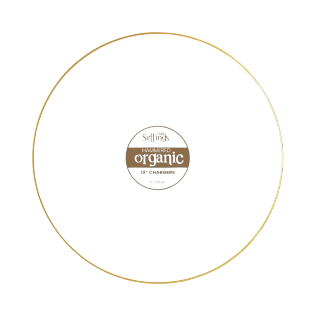 White with Gold Rim Chargers- 4 Count