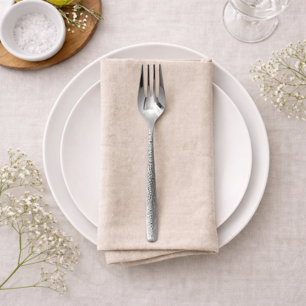 Silver Hammered Serving Fork