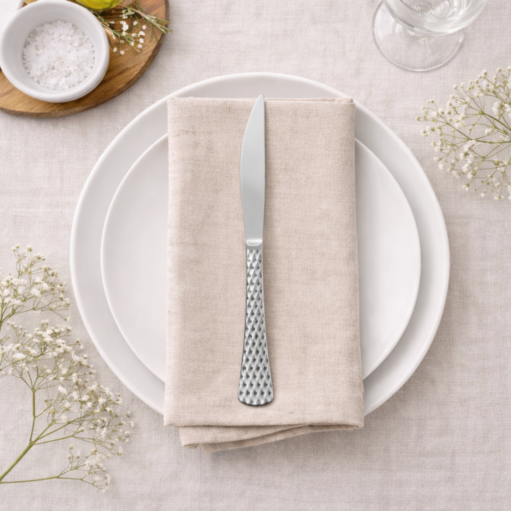 Silver Settings Hammered Knives- 40 Count