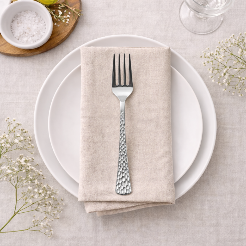 Silver-like Hammered Effect Forks - 20 Piece