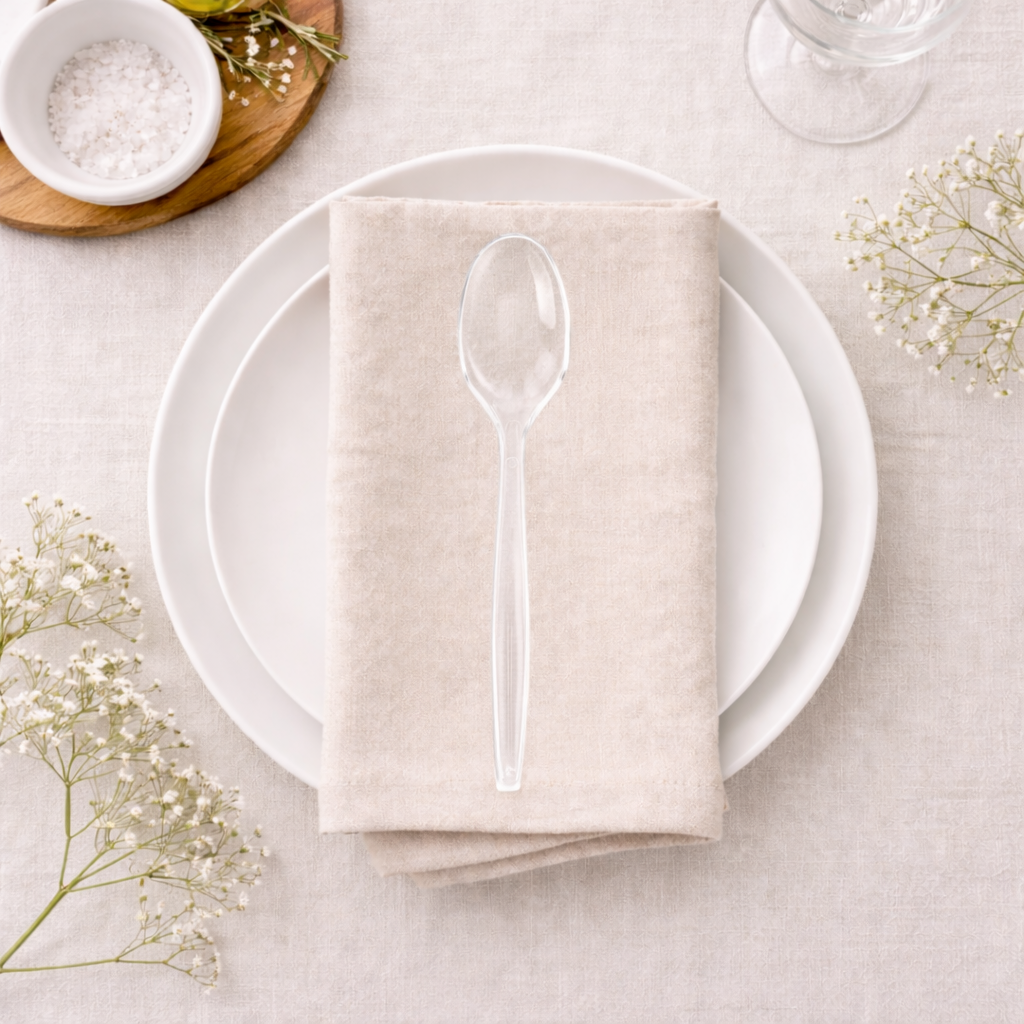 Deluxe Heavy Weight Clear Teaspoons- 50 Count