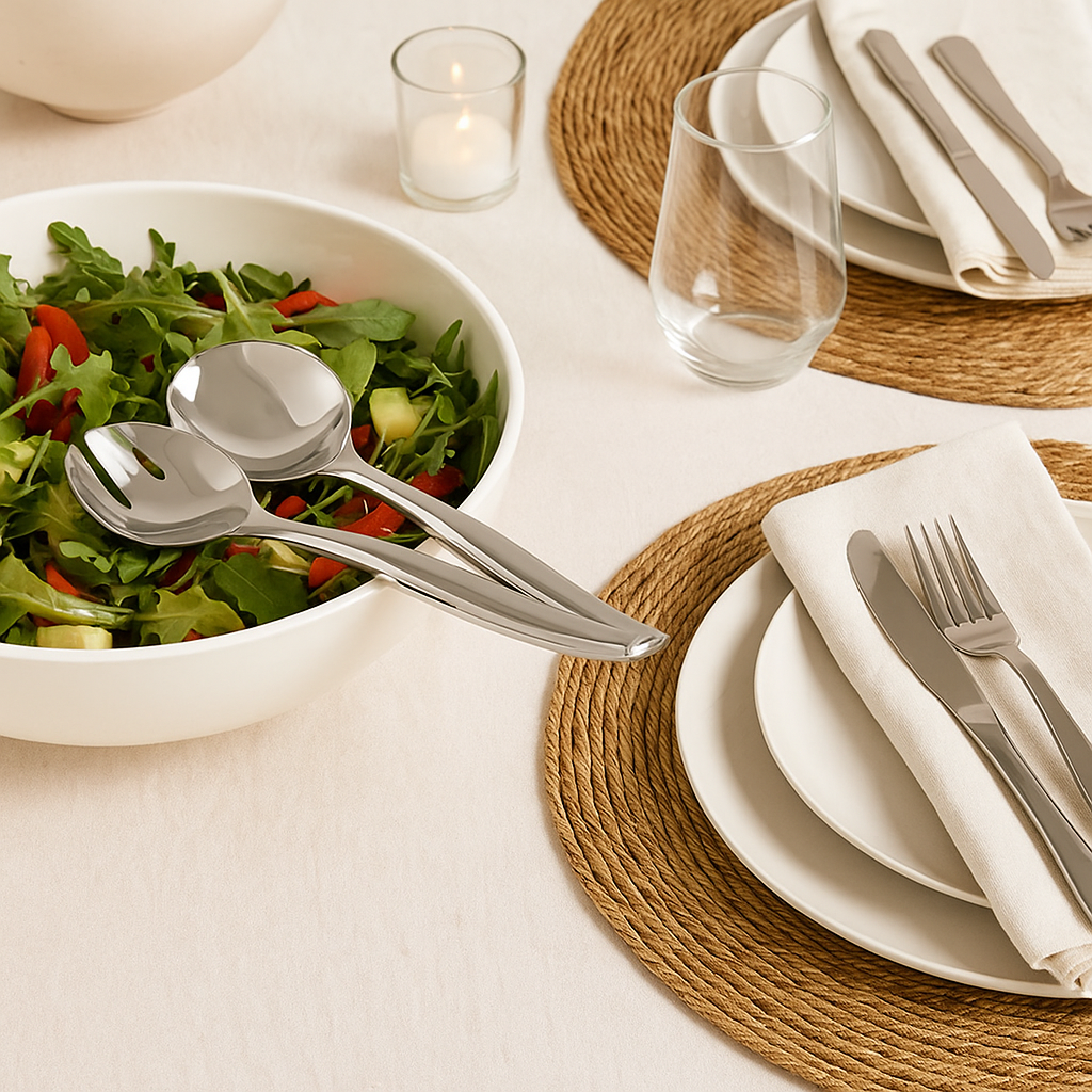 Silver Salad Serving Spoon & Fork Set