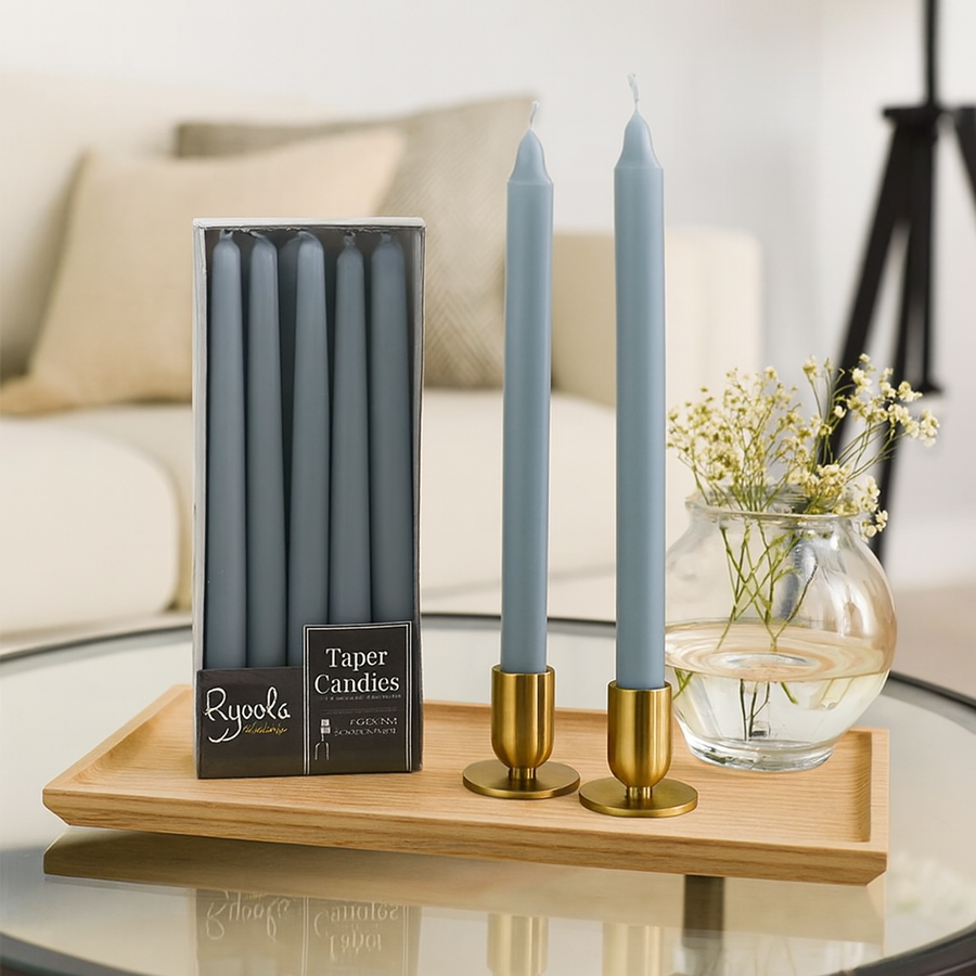 Blue Ice tapered candles 10" - The Closeout Connection