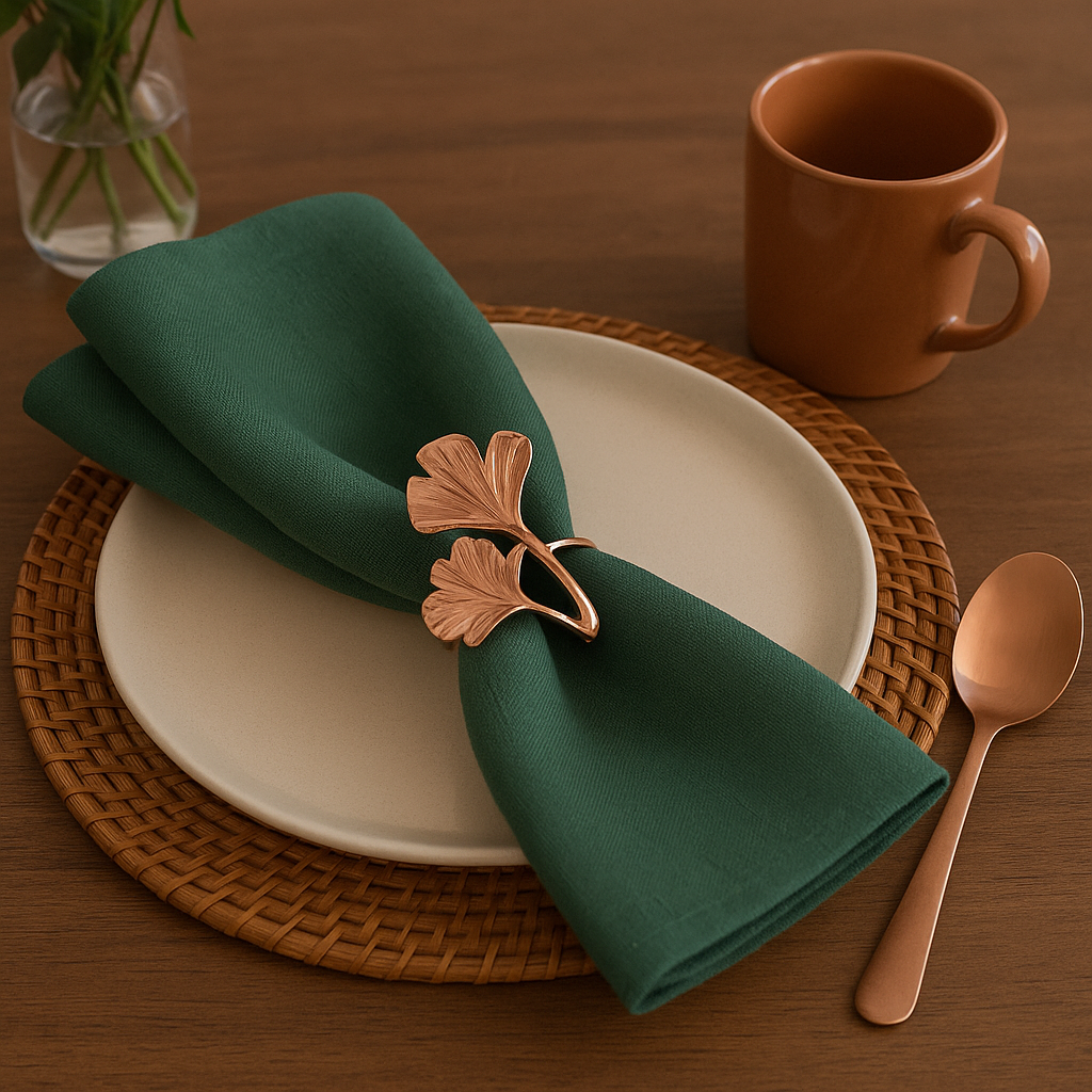 Floral Copper Napkin Ring - 4 Count
