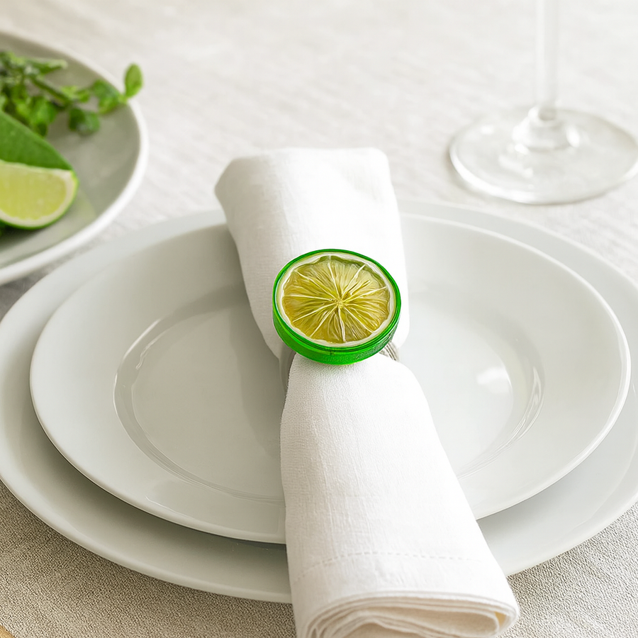 Lime Napkin Ring - 4 Count - The Closeout Connection
