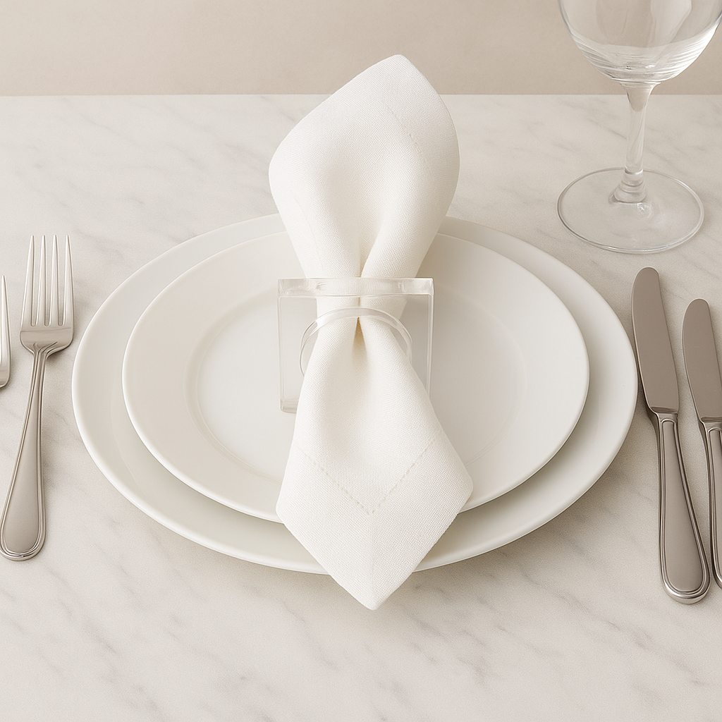 Lucite Square Napkin Ring - 4 Count