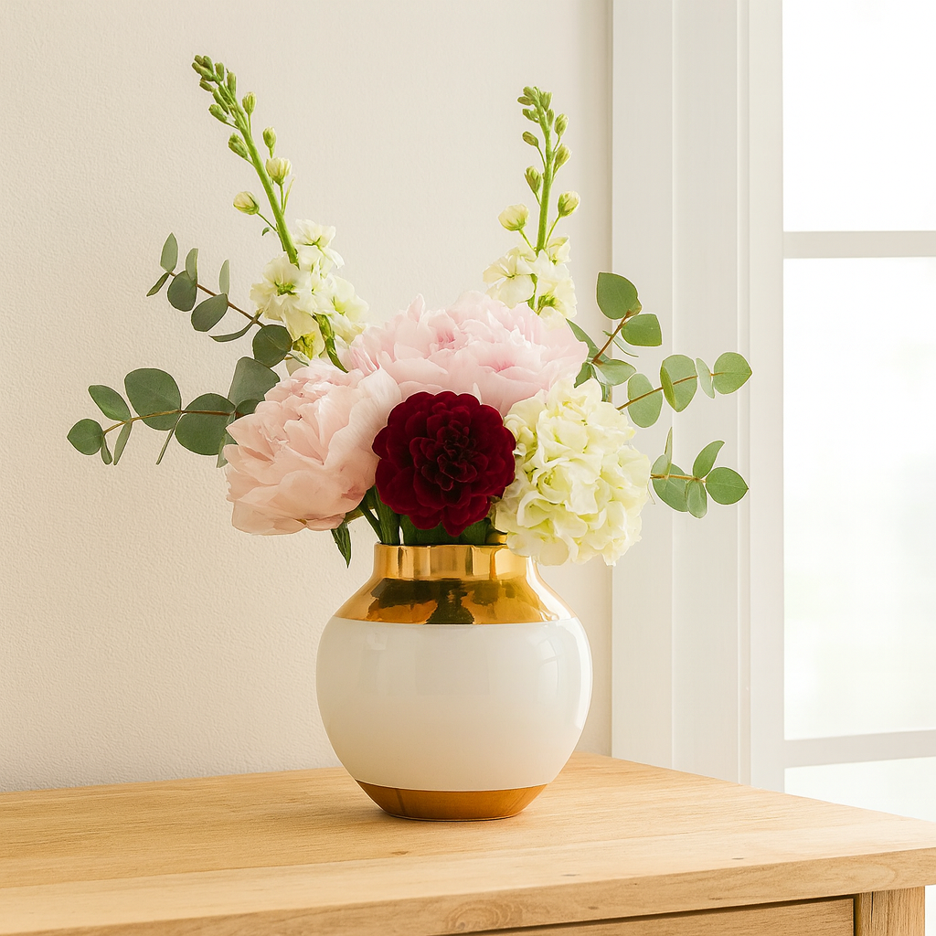 White and Gold Medium Vase