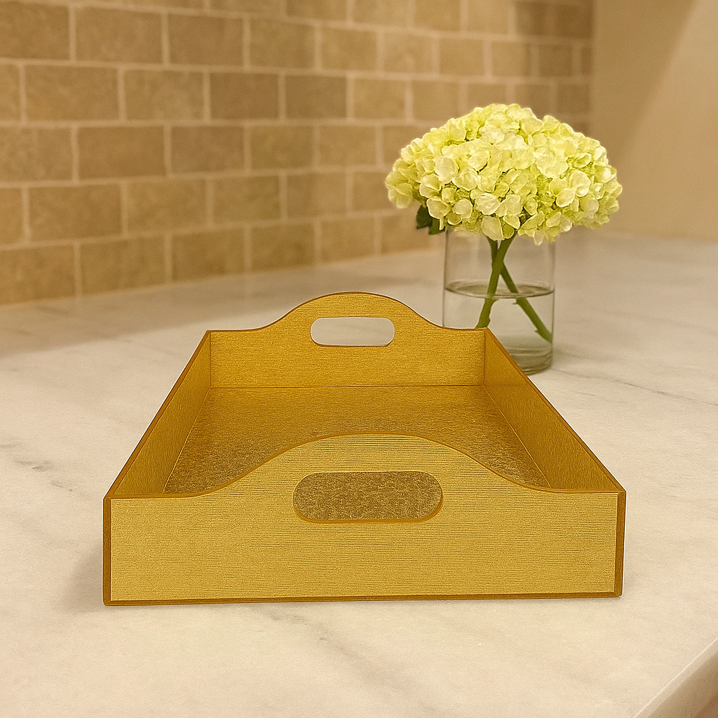 Gold Lucite Tray with Handles