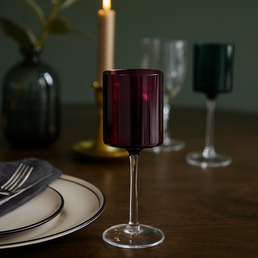 Purple/Clear Two-Tone 9oz Wine Glass - 5 Count