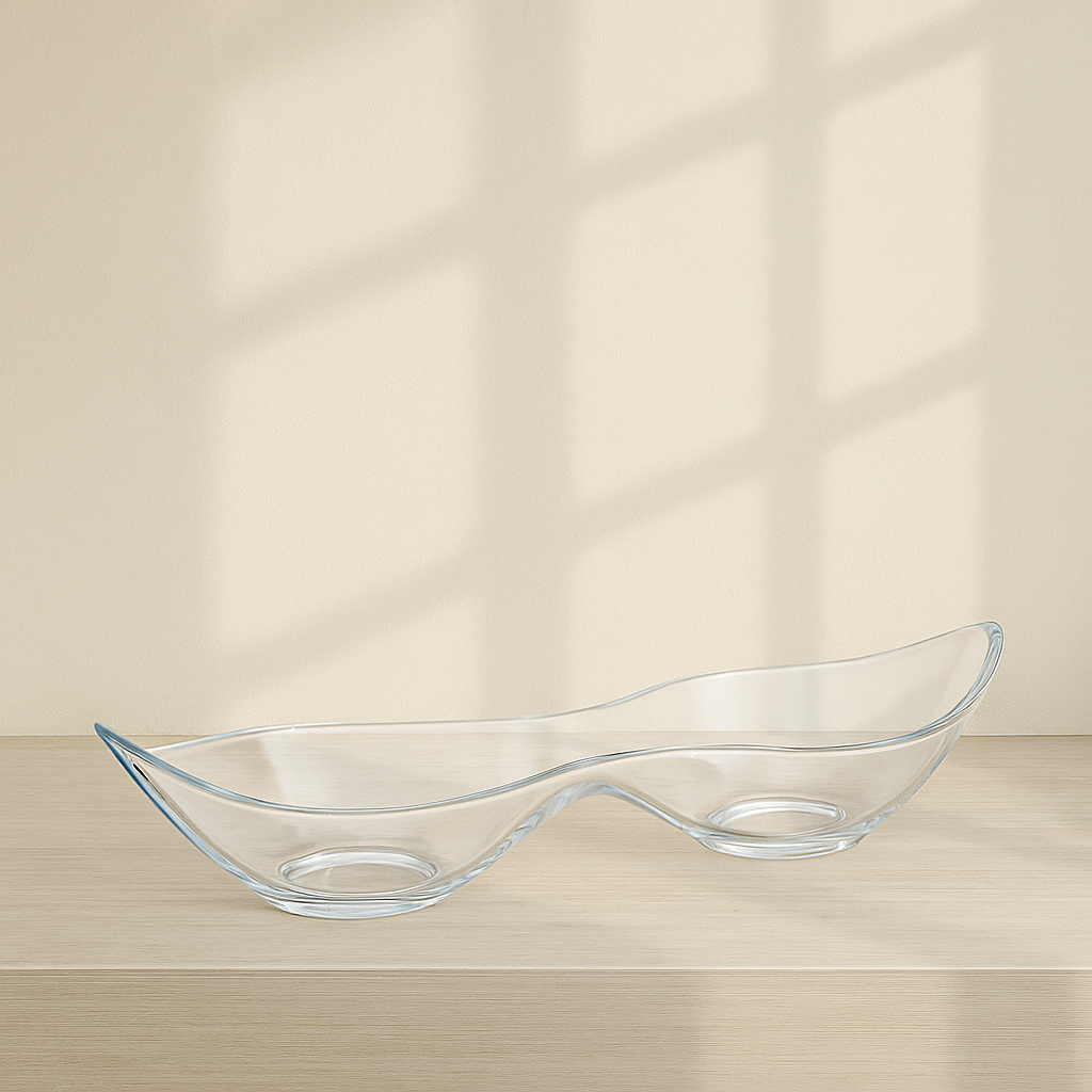 Small Clear Two-section Boat Dish