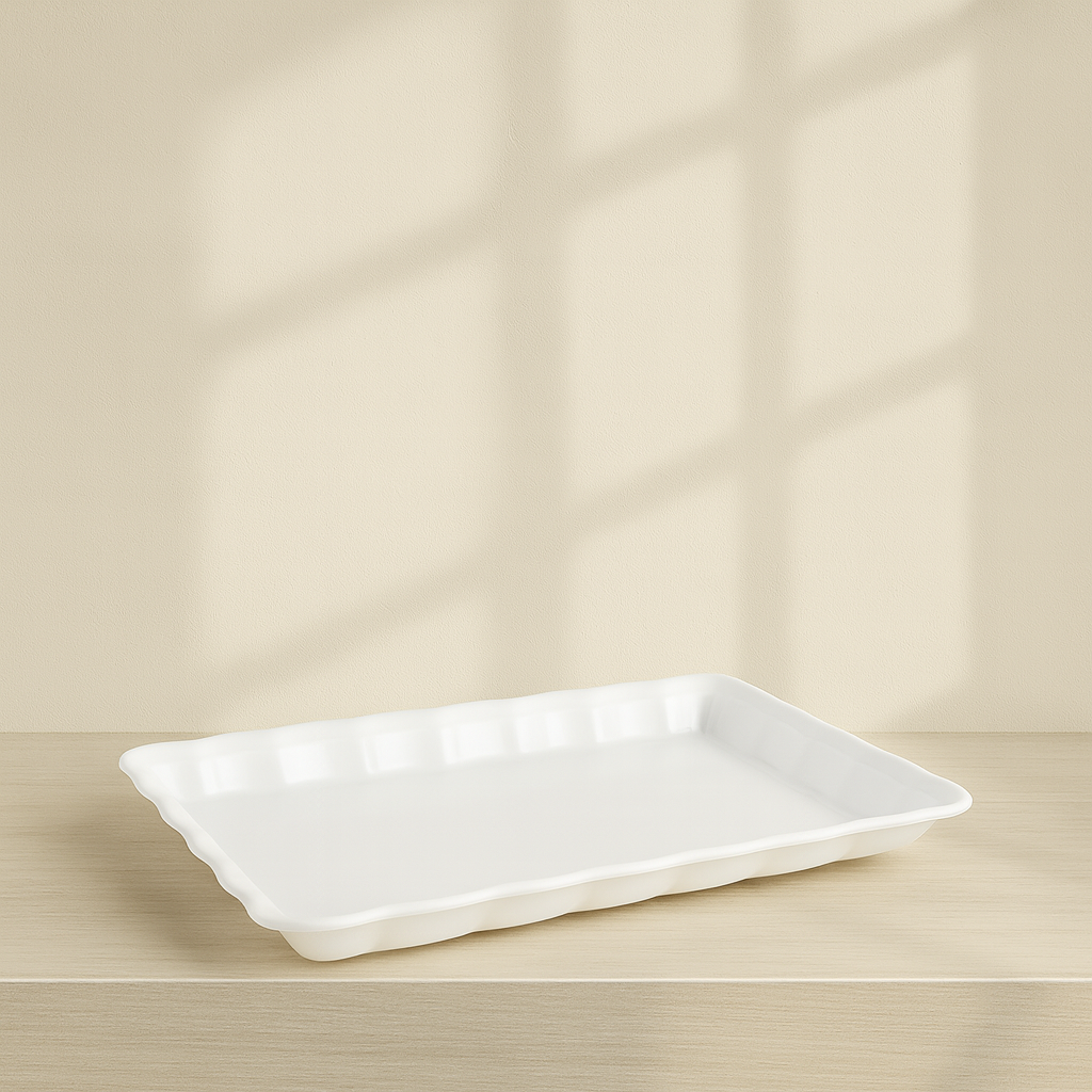 Scalloped White Tray