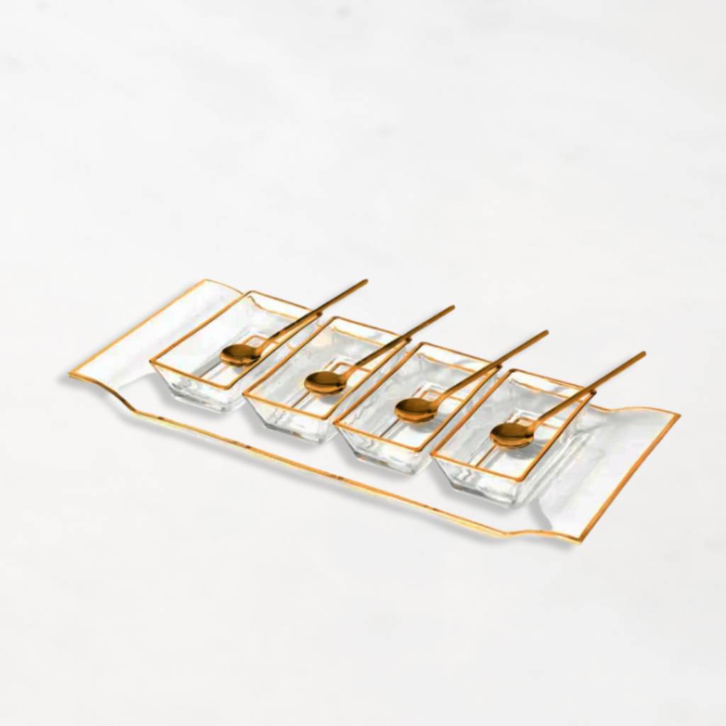 Invigo Living Clear Tray with Rectangular Bowls/Spoons