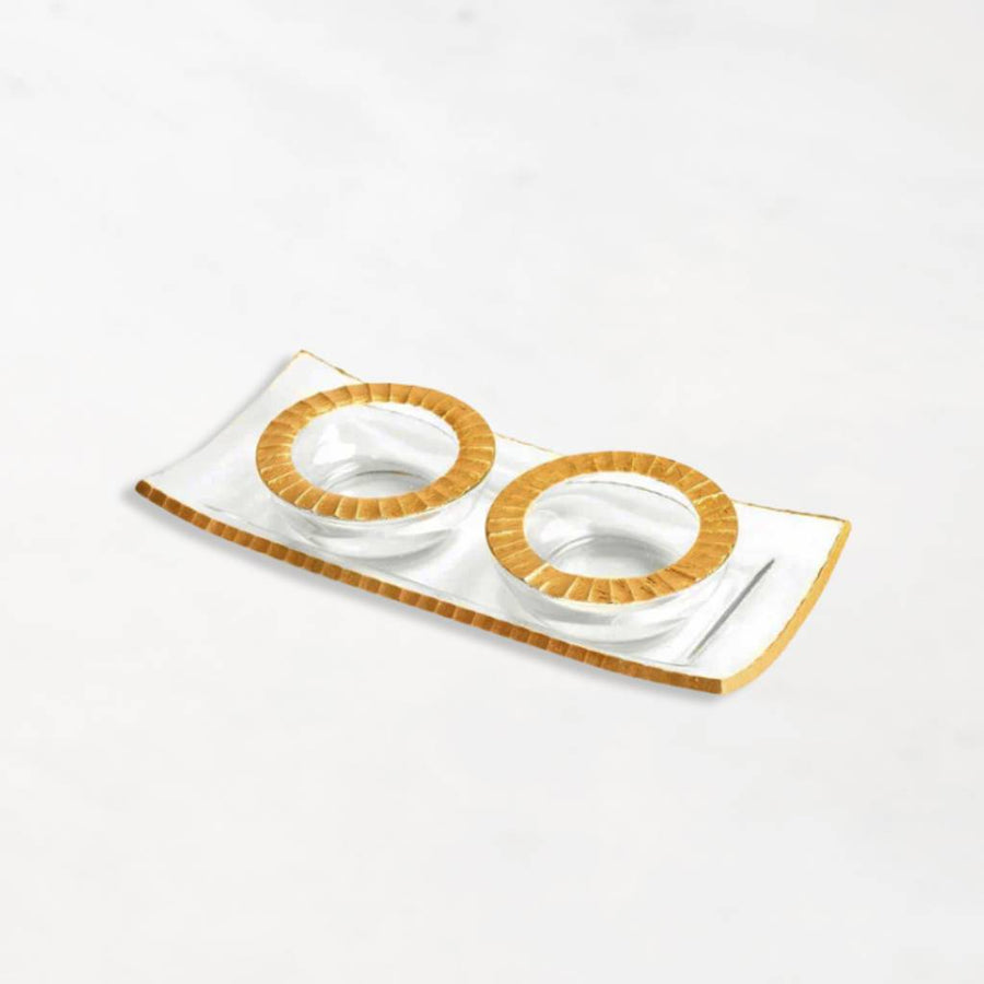 Monte Carlo Clear Glass Tray & 2 Clear Glass Bowls - The Closeout Connection