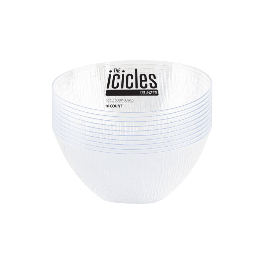 Icicles Clear Bowls - 10 Count - The Closeout Connection