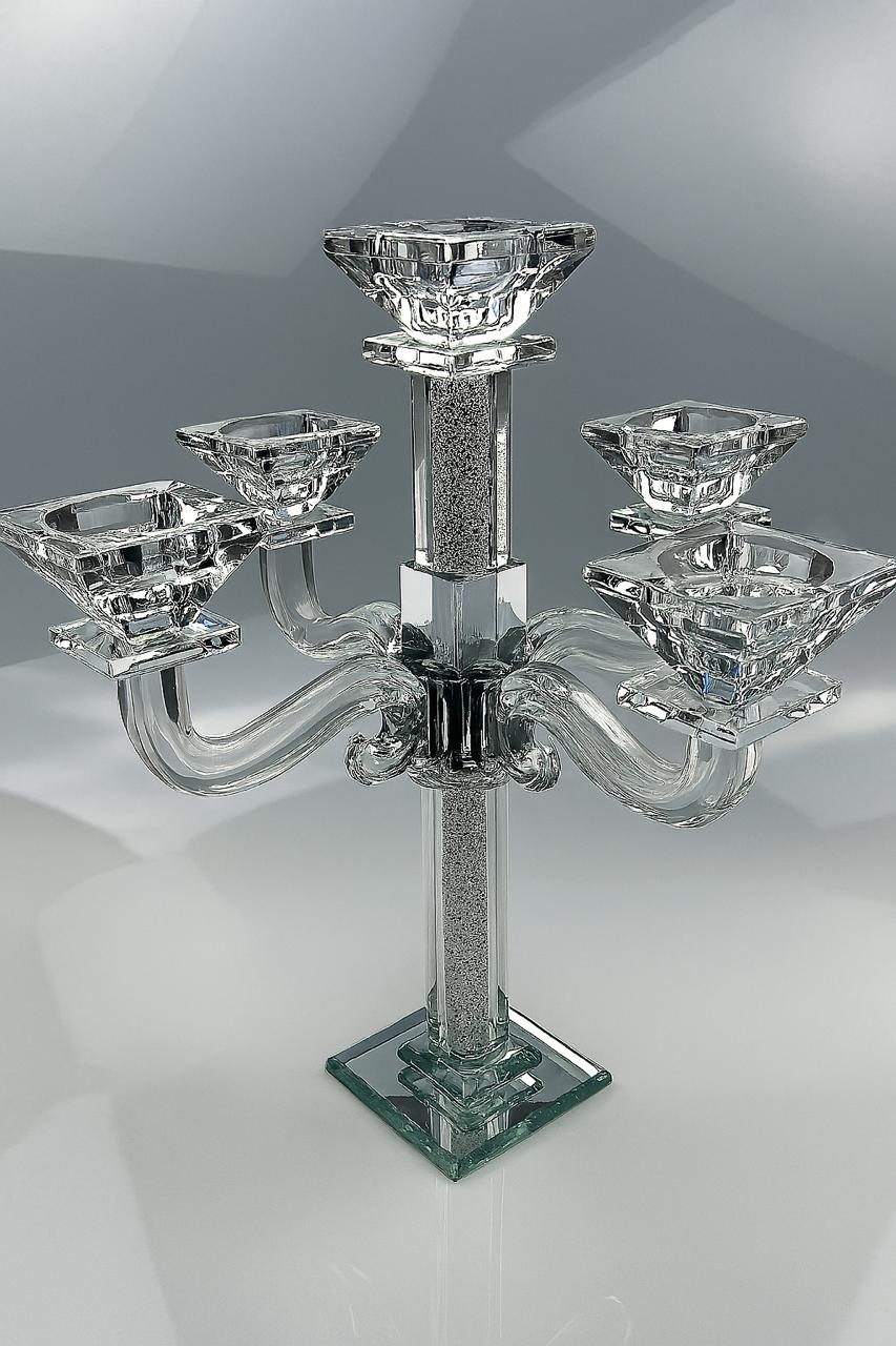 5-Branch Glass Candelabra