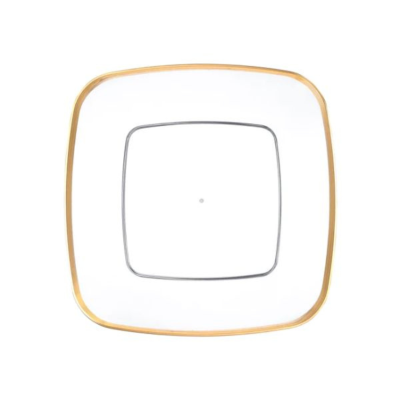 Clear/Gold Rim Square Plastic Plates