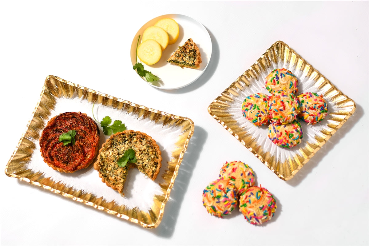 Clear Rectangular Glass Tray with Gold Rim