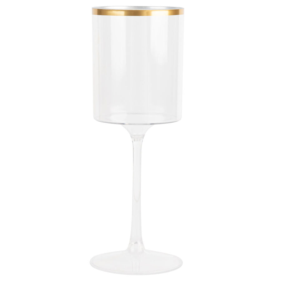 Square Wine Glass with Gold Rim - 5 Count - The Closeout Connection