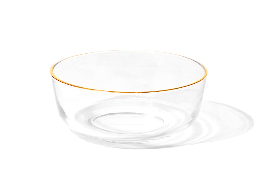 Clear Glass Bowl with Gold Rim 8.75" - The Closeout Connection